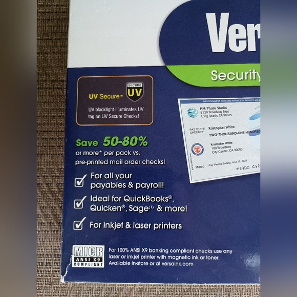 VersaCheck Security Business Check Refills. - Picture 2 of 9